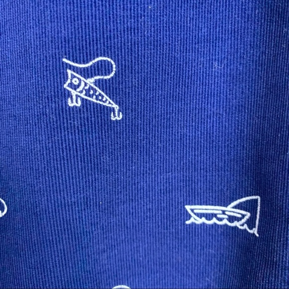 Le 31 Par Simons Blue Fishing Print Corduroy Button Front Shirt - Picture 9 of 12
